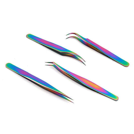 Colorful Eyelashes Tweezers Stainless Steel Curved Straight For Eyelash Tongs Clip Professional For Lashes Extension Tools