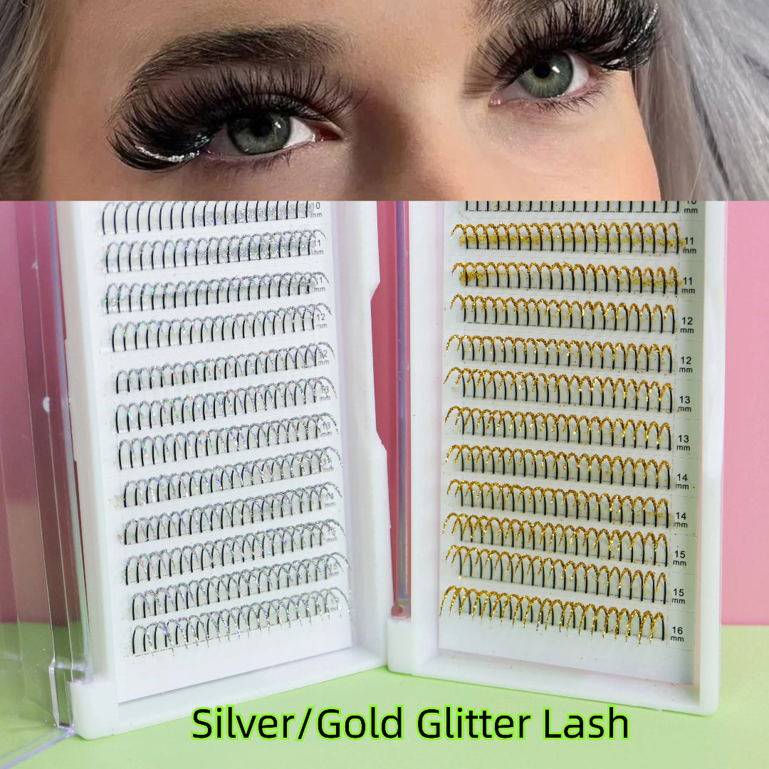 Cmicc Spike Glitter Lash Silver and Gold Mixed Length